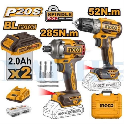COMBO BRUSHLESS INGCO 20V AVVITATORE IMPULSI 285NM + AVVITATORE 52NM