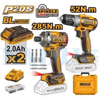 COMBO BRUSHLESS INGCO 20V AVVITATORE IMPULSI 285NM + AVVITATORE 52NM