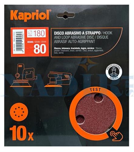 DISCO ABRASIVO CON VELCRO ø180 GRANA  80 BLISTER 10PZ KAPRIOL