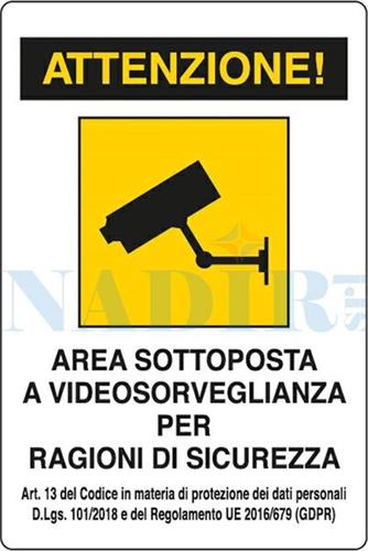 TARGA PLASTICA VIDEOSORVEGLIANZA CM.30X20