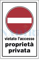 TARGA PLASTICA VIETATO L'ACCESSO PROPIETA' PRIVATA CM.30X20