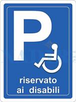 TARGA PLASTICA DIVIETO DI SOSTA P DISABILI CM.30X20