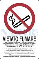 TARGA PLASTICA VIETATO FUMARE CON NORMA CM.30X20