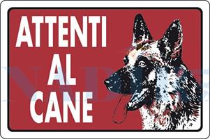 TARGA PLASTICA ATTENTI AL CANE CM.20X30