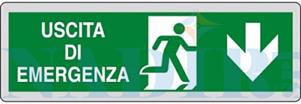 ETICHETTA ADESIVA CM.15X5 USCITA DI EMERGENZA IN BASSO