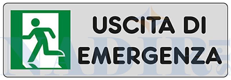 ETICHETTA ADESIVA CM.15X5 USCITA DI EMERGENZA SINISTRA