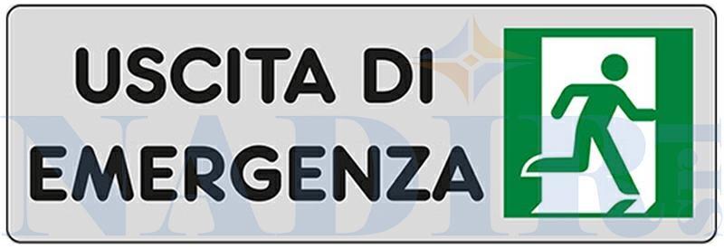 ETICHETTA ADESIVA CM.15X5 USCITA DI EMERGENZA DESTRA