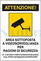 ETICHETTA ADESIVA VIDEOSORVEGLIANZA CM.18X12