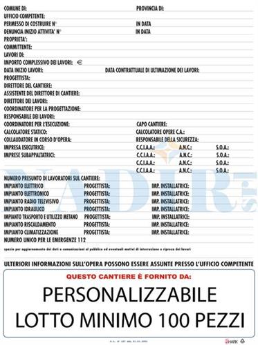 CARTELLO CONCESSIONI EDILI PERSONALIZZABILE CM.80X60 POLIONDA