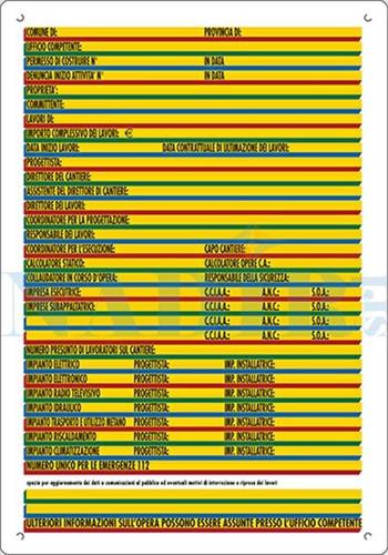 CARTELLO CONCESSIONI EDILI CM.60X40 POLIONDA 5 COLORI POLIONDA