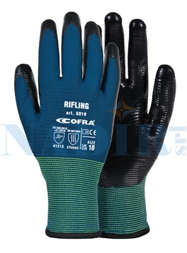 GUANTO POLIESTERE E NITRILE COFRA RIFLING TG 10 EN388:2016 4121X
