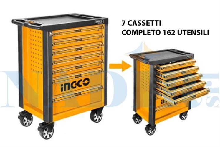 CARRELLO PORTATTREZZI INGCO 7 CASSETTI ACCESSORIATO 162PZ