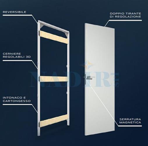 PORTA FILO MURO REVERSIBILE A BATTENTE CM.80X210