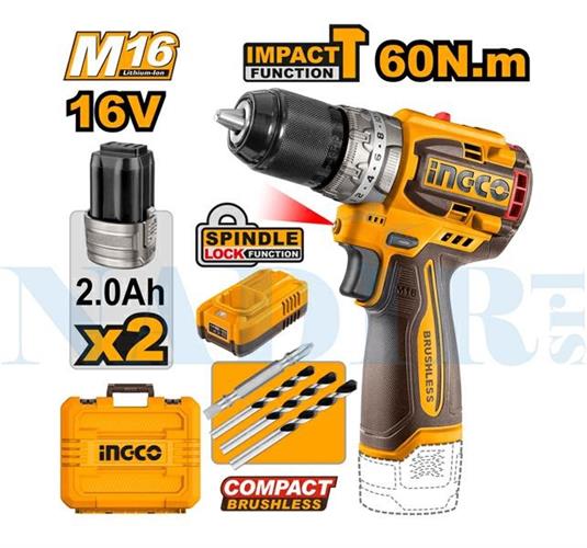 NUOVO TRAPANO AVVITATORE INGCO 16V 2X2.0AH 60Nm