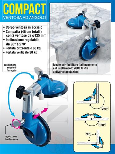 VENTOSA DOPPIA AD ANGOLO VARIABILE ø125 PORTATA 60-30 KG