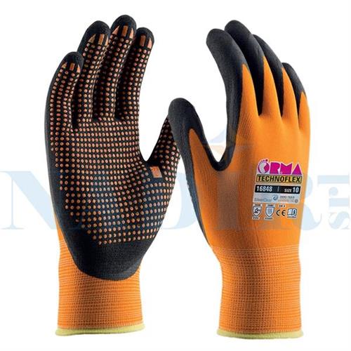 GUANTO NITRILE PUNTINATO ORMA TECHNOFLEX ORANGE TG.10