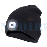 BERRETTO DA CANTIERE NERO CON LUCE LED 100Lm RICARICA USB