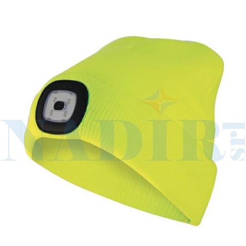 BERRETTO DA CANTIERE GIALLO FLUO CON LUCE LED 100Lm RICARICA USB