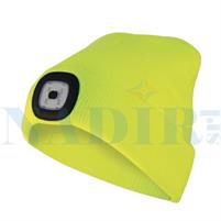 BERRETTO DA CANTIERE GIALLO FLUO CON LUCE LED 100Lm RICARICA USB