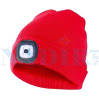 BERRETTO DA CANTIERE ROSSO FLUO CON LUCE LED 100Lm RICARICA USB