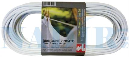 CAVETTO BIANCONE ZINCATO ø5X20MT PVC BIANCO