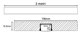 PANNELLO CARTONGESSO KNAUF GKB 13 CON STRISCIA LED LINEARE 2000X117