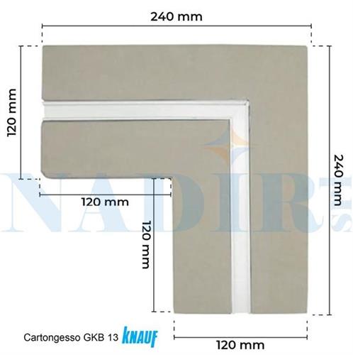 PANNELLO CARTONGESSO KNAUF GKB 13 STRISCIA LED ANGOLARE