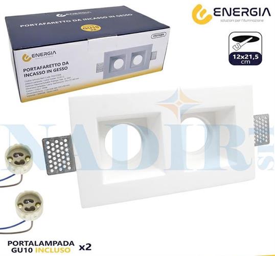 PORTAFARETTO GESSO LED INCASSO CARTONGESSO QUADRO DOPPIO 120X215
