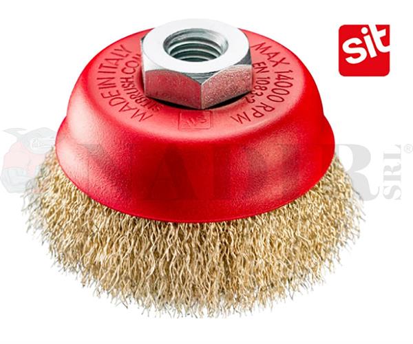 SPAZZOLA A TAZZA SIT M14 IN FILO ACCIAIO ONDULATO ø80MM ART.105