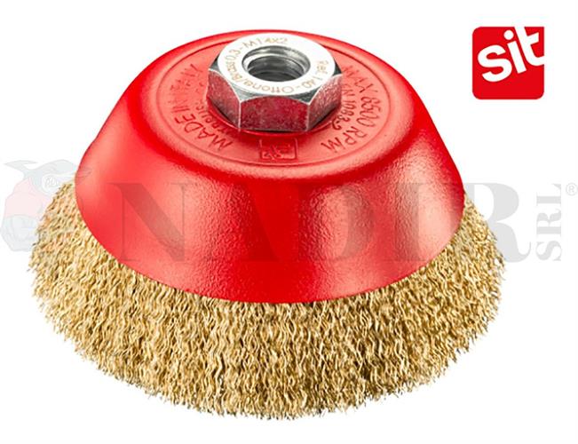 SPAZZOLA A TAZZA SIT M14 IN FILO ACCIAIO ONDULATO ø100MM ART.108