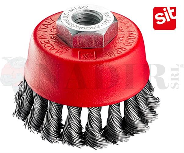 SPAZZOLA A TAZZA SIT M14 IN FILO ACCIAIO RITORTO ø75MM ART.325