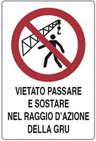 CARTELLO CANTIERE DIVIETO RAGGIO AZIONE GRU CM.40X60 POLIONDA
