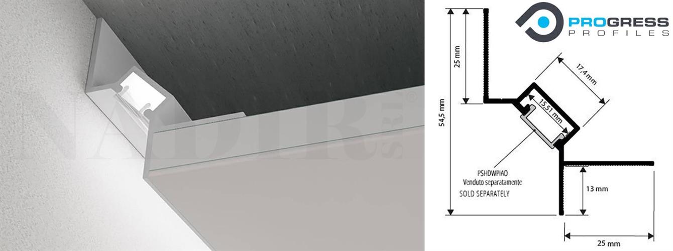 PROFILO ANGOLARE CARTONGESSO CM.200 PER STRIP PROSHADOW BIANCO