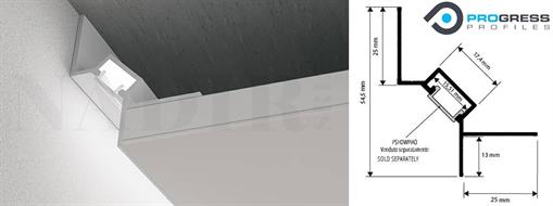 PROFILO ANGOLARE CARTONGESSO CM.200 PER STRIP LED PROSHADOW BIANCO