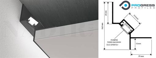 PROFILO ANGOLARE CARTONGESSO CM.200 PER STRIP LED PROSHADOW NERO