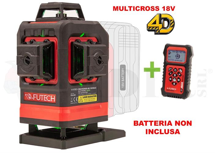 LIVELLA LASER FUTECH PROFESSIONALE 18V MULTICROSS 4D SENZA BATTERIA