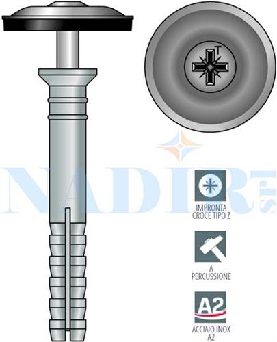 TASSELLO VITE INOX FISSAGGIO GRONDAIA ø6X35 RONDELLA INOX/EPDM