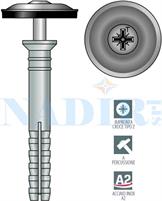 TASSELLO VITE INOX FISSAGGIO GRONDAIA ø6X35 RONDELLA INOX/EPDM
