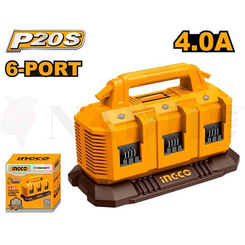 STAZIONE CARICABATTERIA RAPIDO 6 POSTAZIONI INGCO 20V 4AH