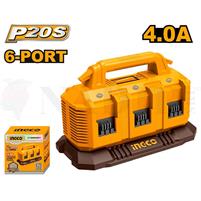 STAZIONE CARICABATTERIA RAPIDO 6 POSTAZIONI INGCO 20V 4AH
