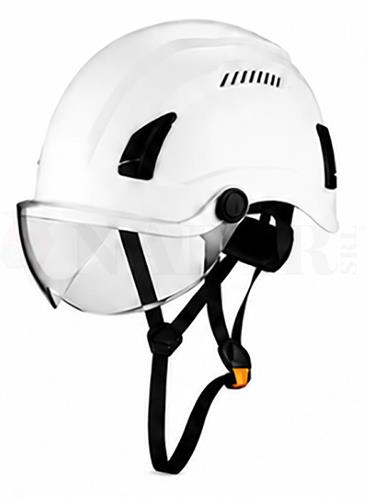 CASCO DA PONTEGGIATORE IN QUOTA COLORE BIANCO CON VISIERA