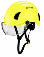 CASCO DA PONTEGGIATORE IN QUOTA COLORE GIALLO FLUO CON VISIERA