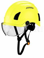 CASCO DA PONTEGGIATORE IN QUOTA COLORE GIALLO FLUO CON VISIERA