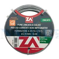 FUNE COMMERCIALE IN ACCIAIO ZINCATO 72 FILI ø4X25MT