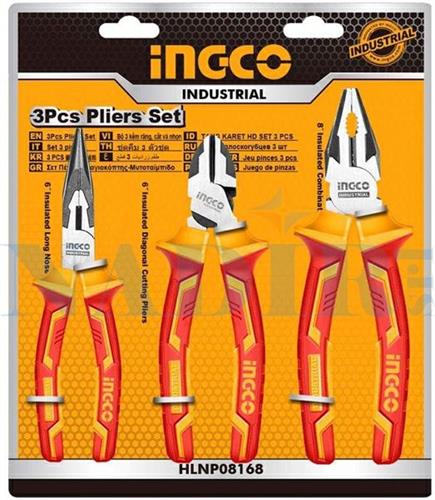 ASSORTIMENTO INGCO PINZA180+TRONCHESE160+PINZA BECCO160 ISOLATO 1000