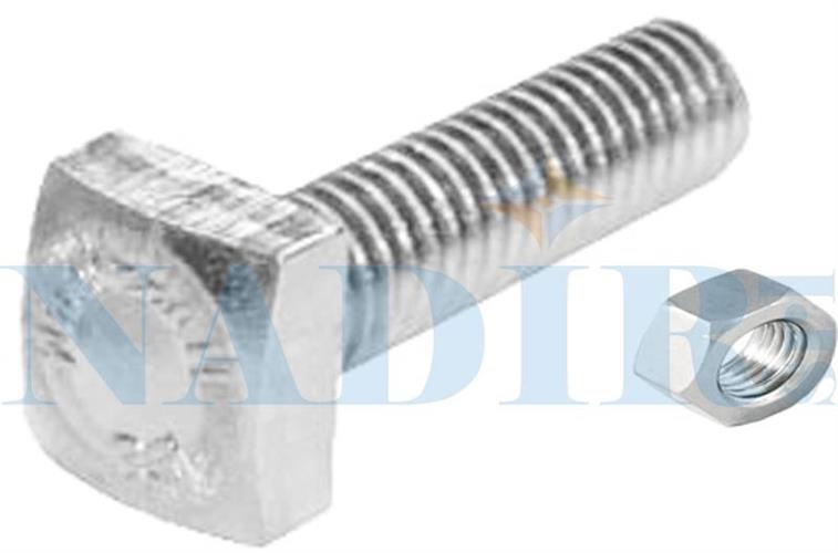 BULLONE ZINCATO TESTA QUADRA M8X35 CF.100 PZ CON DADI