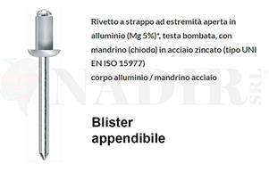 RIVETTI ALLUMINIO ANODIZZATO ø3.0X12 BLISTER PZ.100
