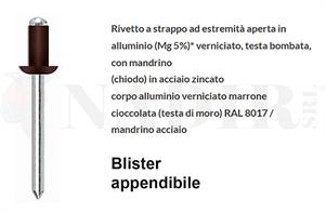 RIVETTI ALLUMINIO ANODIZZATO TESTA DI MORO ø4.8X12 BLISTER PZ.100