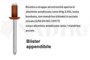 RIVETTI ALLUMINIO ANODIZZATO RAME ø3.2X12 BLISTER PZ.100