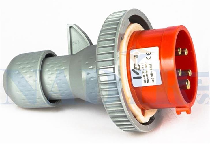 SPINA VOLANTE INDUSTRIALE 5 POLI ROSSA 16A 380V 3P+N+T IP67 VB-0152